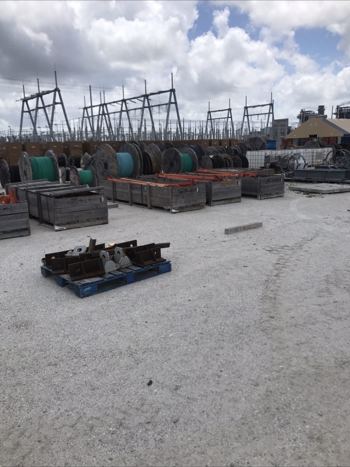 Wire reels at a power generation site