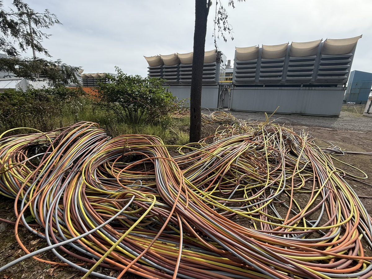 Pulled copper wire recovered on a jobsite