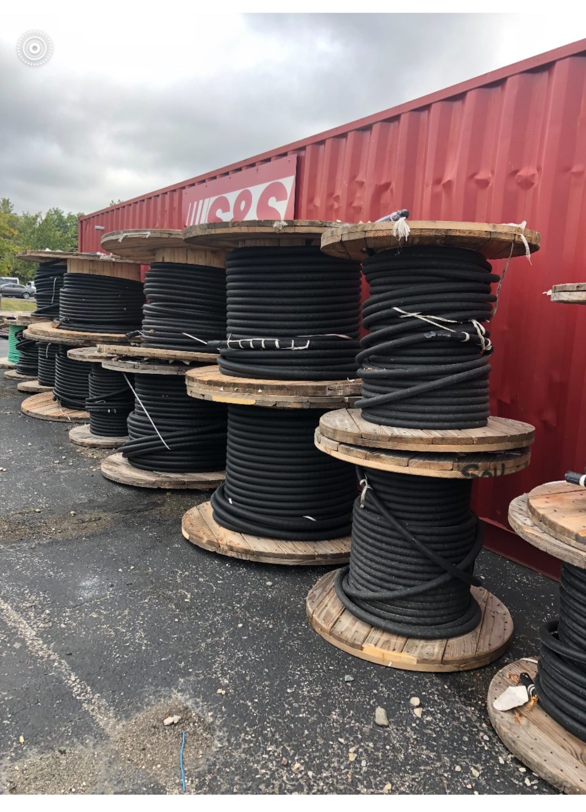 Wire spools loaded for outbound freight